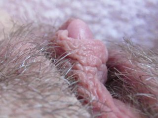 Extreme Close Up On My Big Clit Hairy Pussy