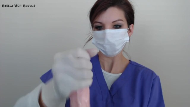 Milking Procedure - Nurses' Clinical HandJob in Latex Gloves & Mask Cumshot  | Modelhub.com
