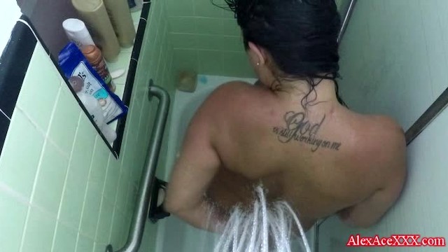 Watch Sexy Latina Natalia Mia shower on voyeur cam 15