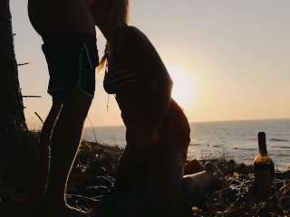 First Day in Paradise. Deepthroat and Creampie on the Beach atSunset.