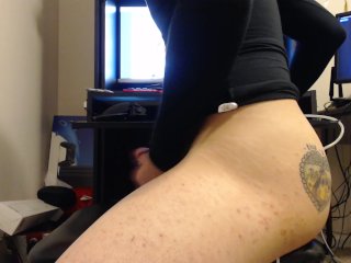 Foxy Femboy Jerks Off To Porn With An E-Stim Plug In Their Ass