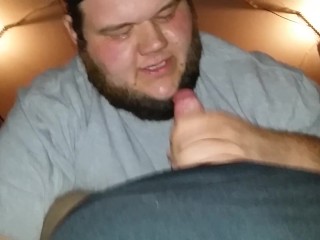 Fat guy swallow my cum...