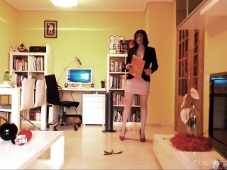 Angie The Sexy Teacher Stepping And Slippering On A Banana Peel