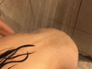 Public blowjob in hotel hot tub and thenfucking in the shower with facial