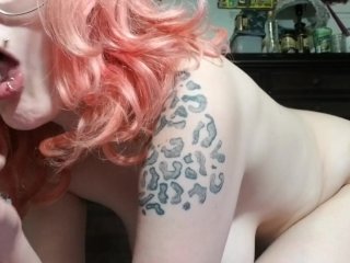 Busty Hairy Babe Fucks Glass Dildo