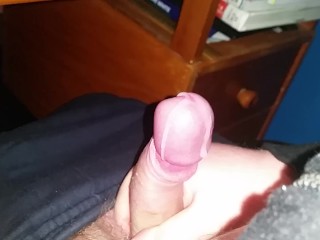 chubby guy wanking and cumming on camera close up