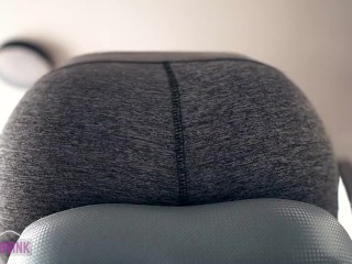 Sexercise, Orgasm on Exercise Bike in Yoga Pants - Ass View +_Heart Rate