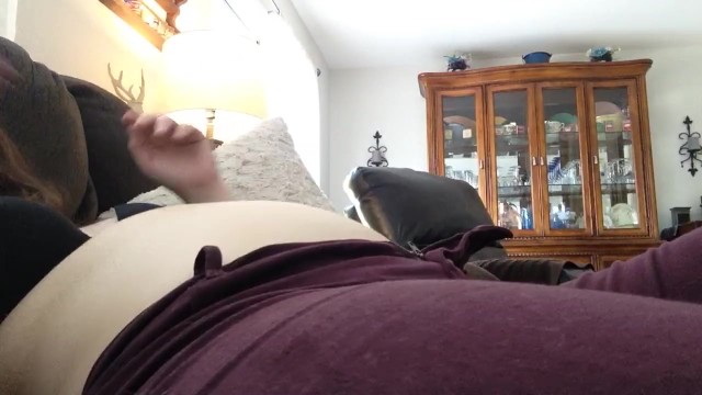 Chubby girl masturbates to her full belly 12