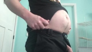 Fat Guy Big Belly Bulge Shaking Fetish Chubby Guy Trying On Old Tight Clothes