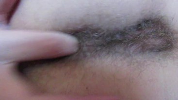 Close up Hairy asshole teasing and fingering