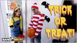 Screen Capture of Video Titled: BANGBROS - Trick Or Treat, Smell Evelin Stone's Feet. (I Bet You Would!)
