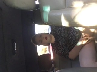Blonde PAWG Backseat Car Masturbation