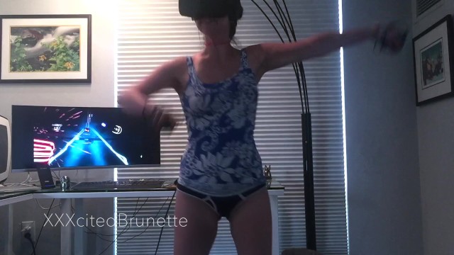 XXXcitedBrunette - Playing VR in Panties 