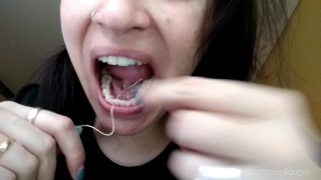 Dental Floss Teeth Cleaning, I Floss my Interdental Area in my Mouth 16