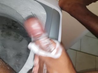 Soapy Stroking On The Washing Machine