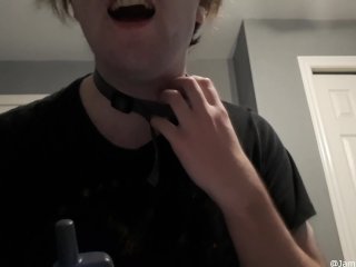 Male Sub Uses A Shock Collar For Self 