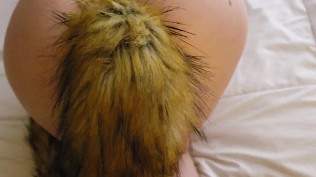 He wants to see more than my fox tail! Panty job and pussy tease 3