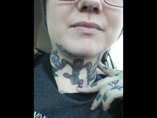 Split tongue tricks_and naked in_public. Tattooed milf