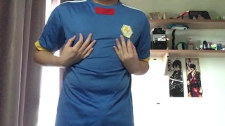 Gay Masturbation While Wearing An Inazuma Japan Soccer Jersey