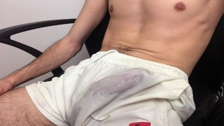 Throbbing Cock Guy Moans Loudly Cum Has No Hands In His Pants