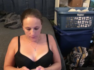 MILF Whore text, blowing showing boobs & playing on_phone sucking dick TX/H