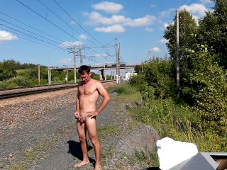 I masturbate near the railway andriding cars