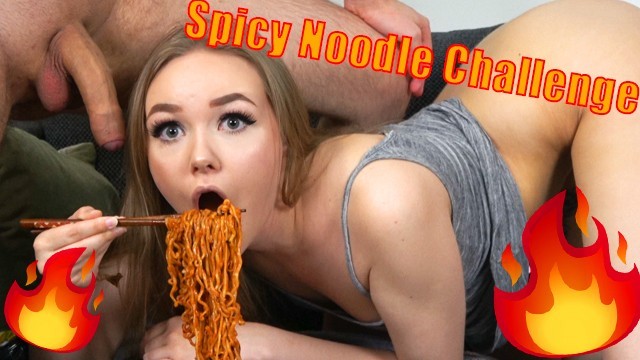 Fire Noodle Challenge While Getting Fucked Miss Banana 