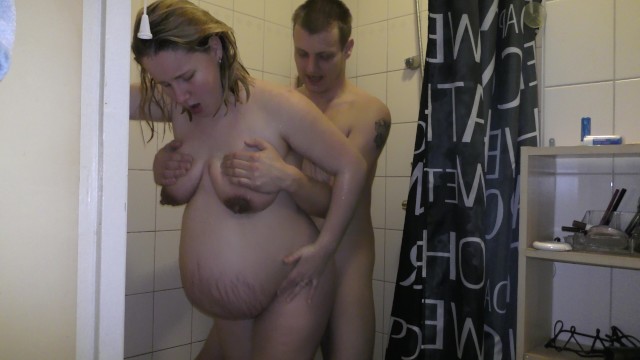 Pregnant Group Sex Shower - Pregnant Showering and Boob Cumshot - Pornhub.com