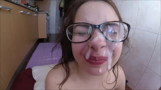 640px x 360px - shy teen first facial , cumshot on glasses & feet fetish