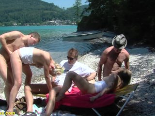 Extreme Wild German Public Groupsex Orgy At The Lake