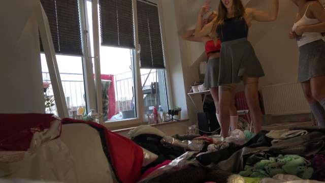 Girls´ Minikini Thong and Short Skirts Try On Dance Party Day