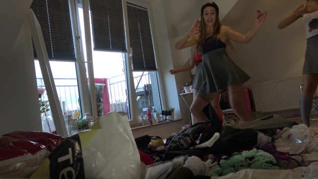 Girls´ Minikini Thong and Short Skirts Try On Dance Party Day