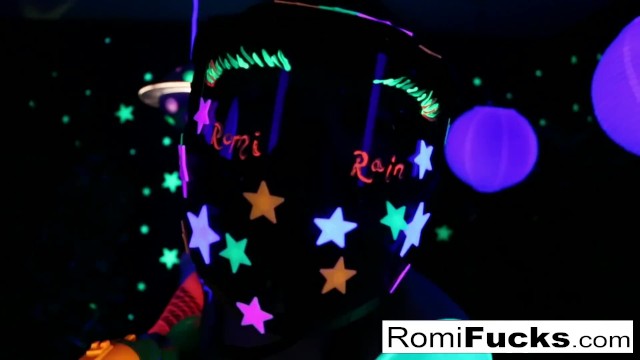 Romi and Dani lesbian black-light fun - Dani Daniels, Romi Rain