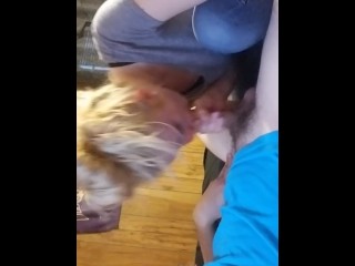 She sucks my dick until I cum in her mouth. Makes_her Deepthroat