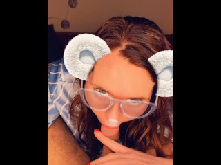 Snapchat Smiling Redhead in Glasses_Sucking Cock till_CIM POV
