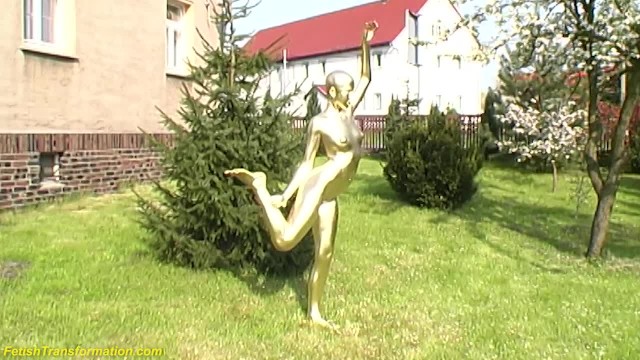 real flexible contortionist gets golden painted 2