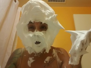 Shaving cream on face. A fun custom I_did with real reaction
