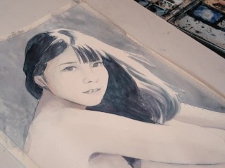 Painting Ai_Uehara while_Naked - NakedArtist