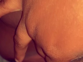 Ebony Teen playing with her fat wetpussy