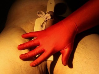 Ball kneading on cuttingboard, squeezing,whipping, then chastity, BDSM