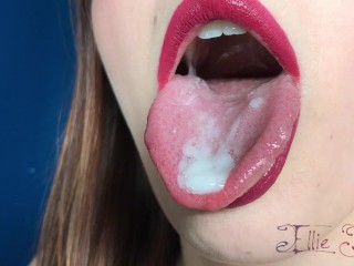 Screen Capture of Video Titled: Would you give me a kiss after he cums in my mouth, cuckold? Ellie Dawn