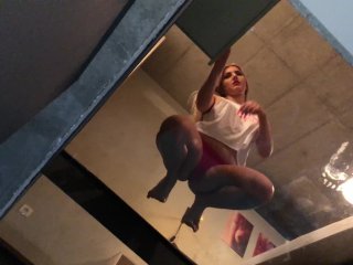 Voyeuring My Busty Wife From The Glass Bottom To See Her Tits & Puffy Pussy