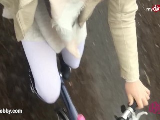 MyDirtyHobby - Teen rubbing her_pussy on her bike!