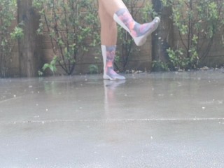 Wet Socks in Rain to satisfy your Foot_Fetish