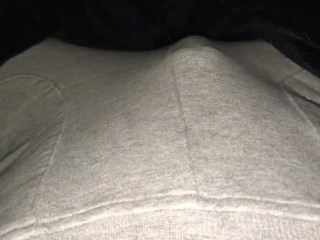 Belly Masturbation! Stomach Bulge makes Me Cum in Grey Sweatpants