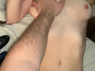 Young babe gets woken up tomorning cock and loves it!
