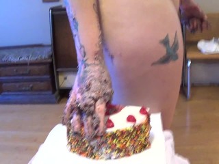 Cake Destruction_By Big Tits_and Ass and Masturbation