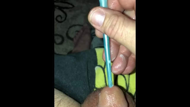 Ebony Handjob Cumshot Paintbrush - Trying to Stuff little Penis Hole with Paint Brush - Pornhub.com