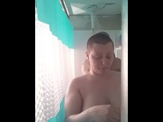 Bald Girl And Guy In Shower