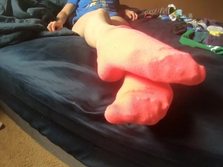 Trying on_different socks, tickling and_foot worship